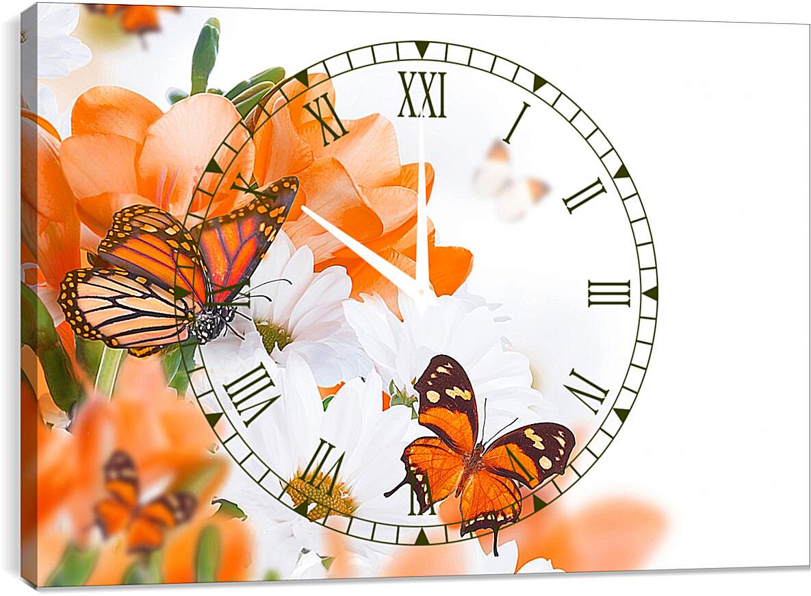 Часы картина - Оранжевая бабочка