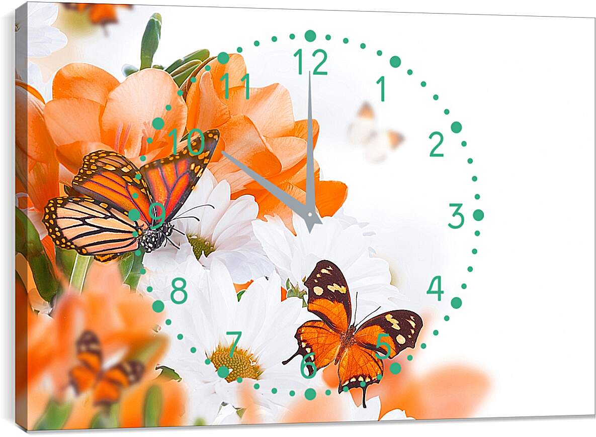 Часы картина - Оранжевая бабочка