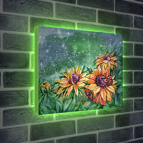 Лайтбокс световая панель - Рисунок бабочки на цветке