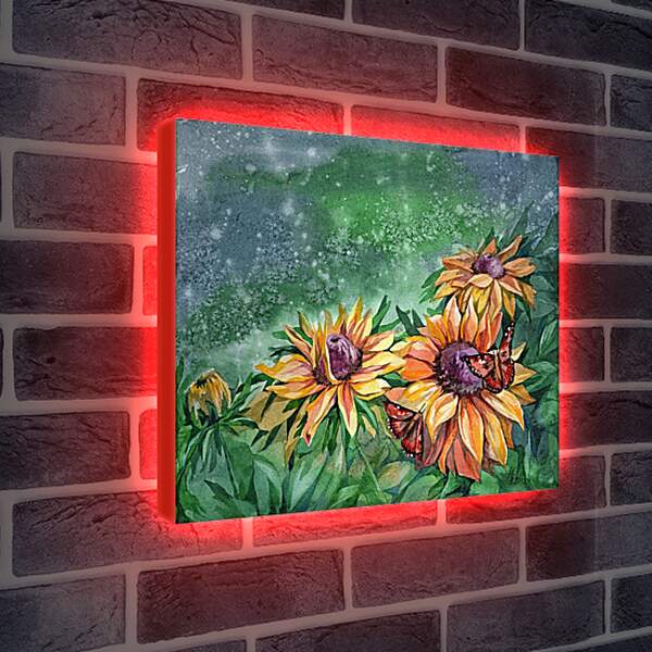 Лайтбокс световая панель - Рисунок бабочки на цветке