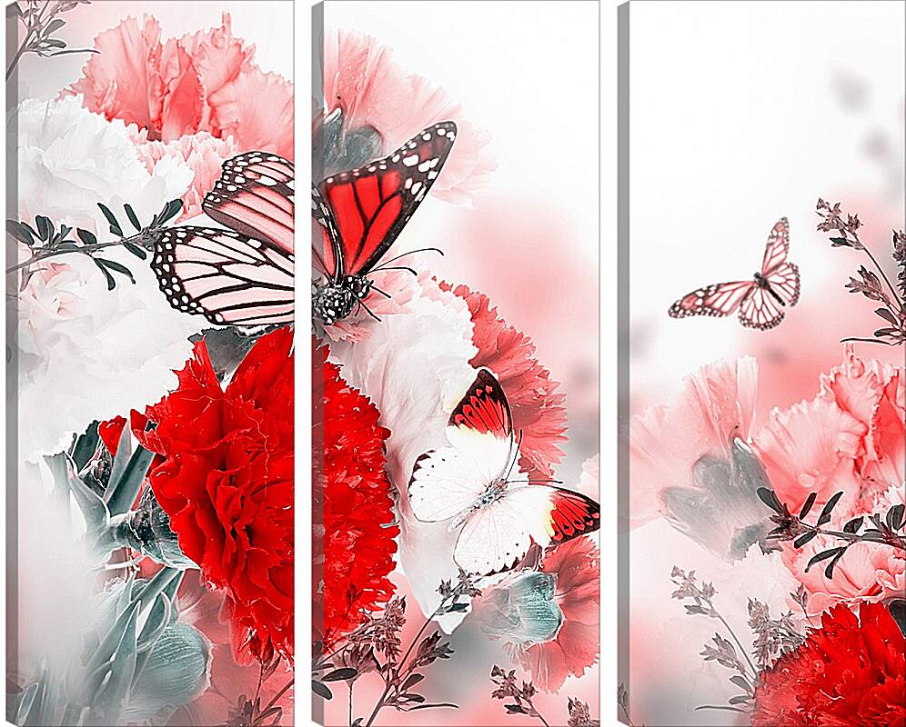 Модульная картина - Яркая красная бабочка