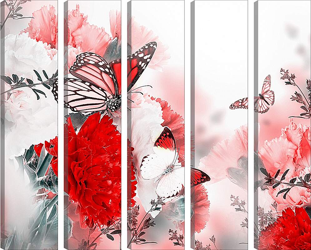 Модульная картина - Яркая красная бабочка