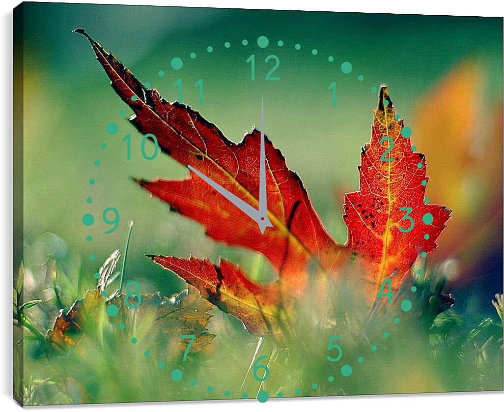 Часы картина - Осенний кленовый лист