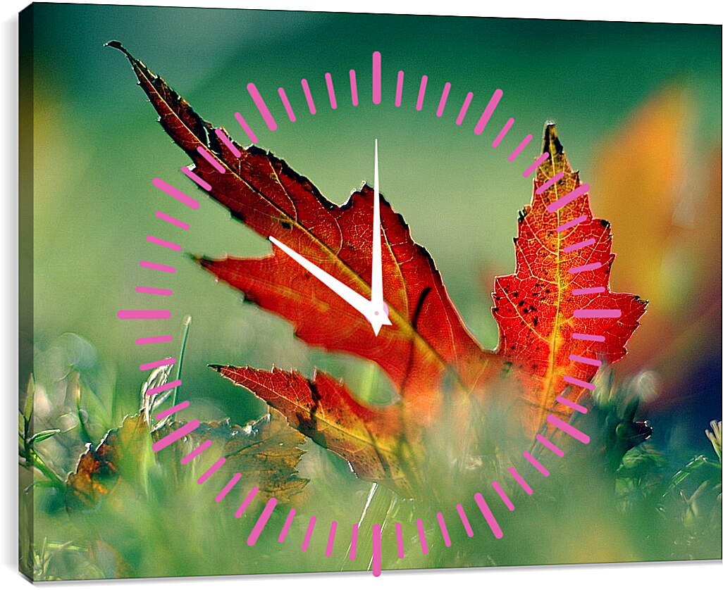 Часы картина - Осенний кленовый лист