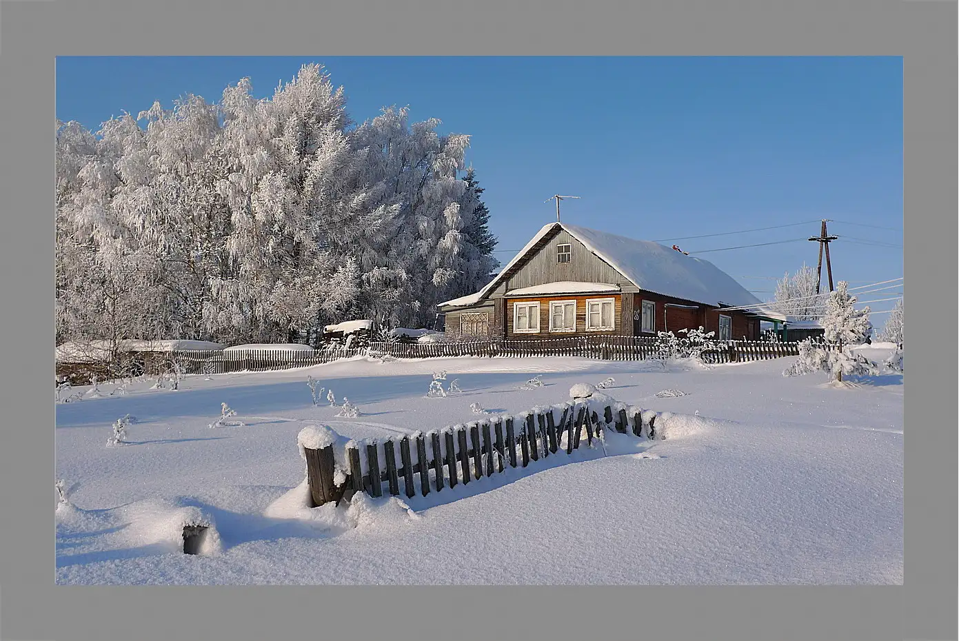 Картина в раме - Зима