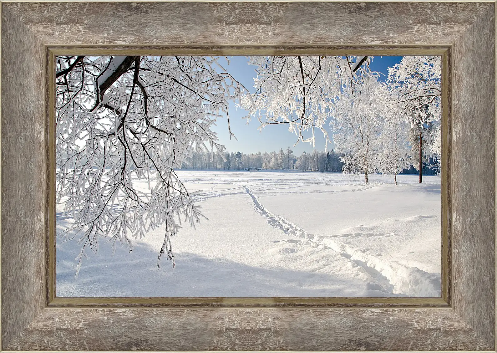 Картина в раме - Зима