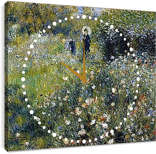 Часы картина - Женщина с зонтиком в саду. Пьер Огюст Ренуар