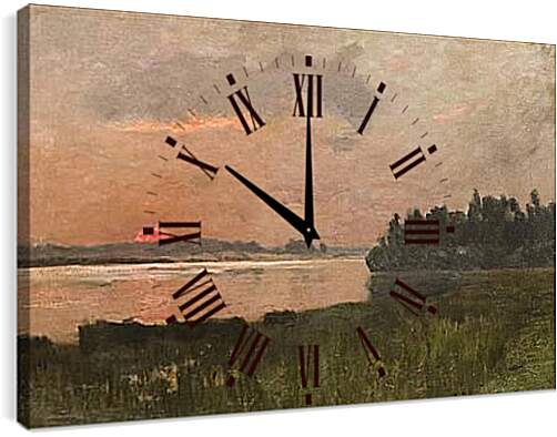 Часы картина - Закат. Левитан Исаак