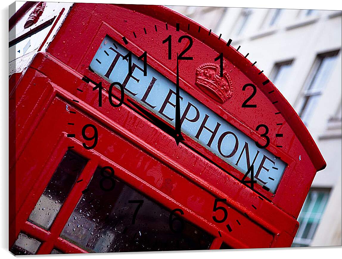 Часы картина - Красная телефонная кабинка