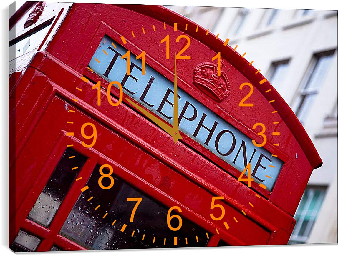 Часы картина - Красная телефонная кабинка