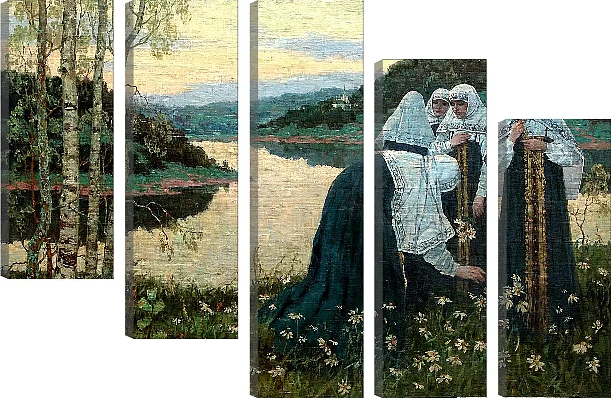 Модульная картина - Девушки на берегу. Нестеров Михаил