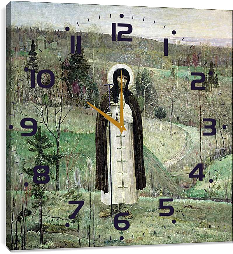 Часы картина - Преподобный Сергий Радонежский. Нестеров Михаил
