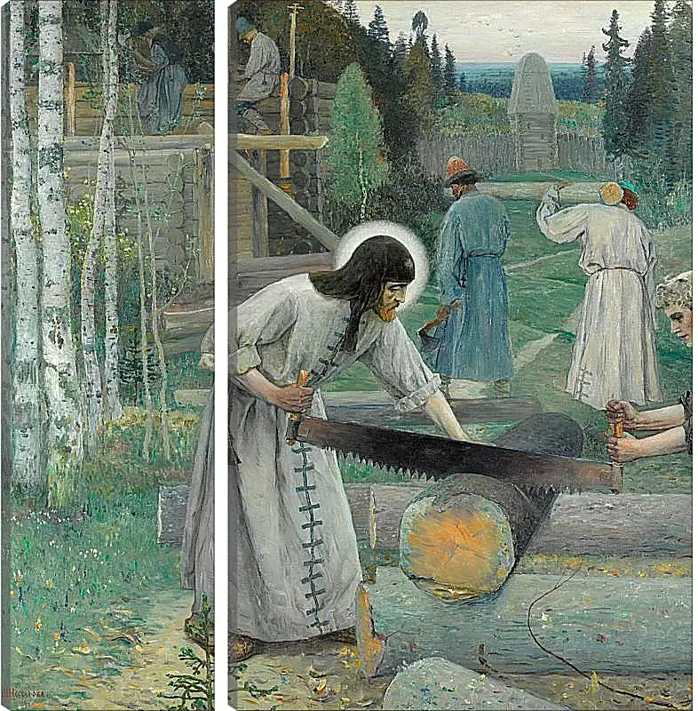 Модульная картина - Труды преподобного Сергия. средняя часть (триптих) Нестеров Михаил
