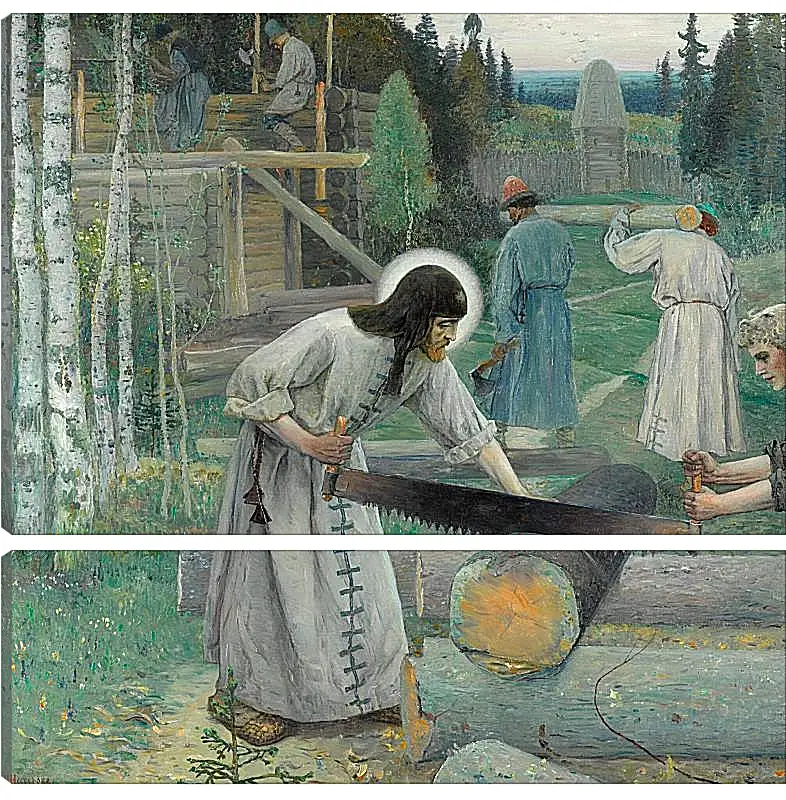 Модульная картина - Труды преподобного Сергия. средняя часть (триптих) Нестеров Михаил