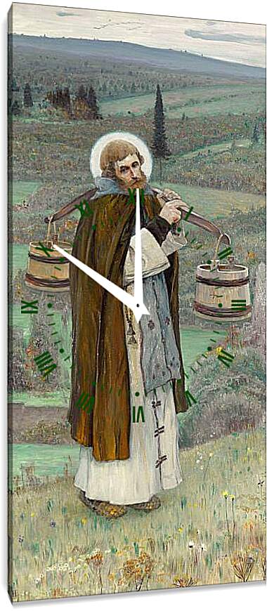 Часы картина - Труды преподобного Сергия левая часть (триптих) Нестеров Михаил