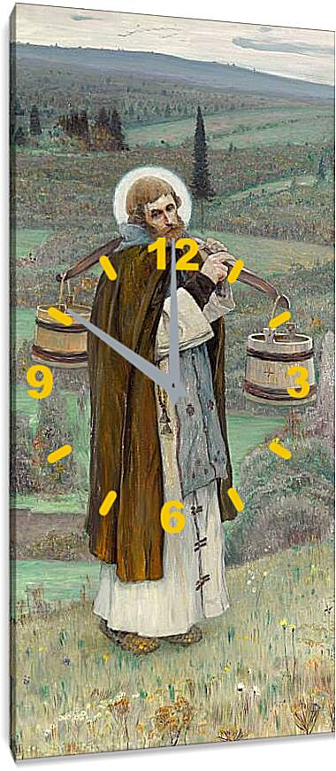 Часы картина - Труды преподобного Сергия левая часть (триптих) Нестеров Михаил