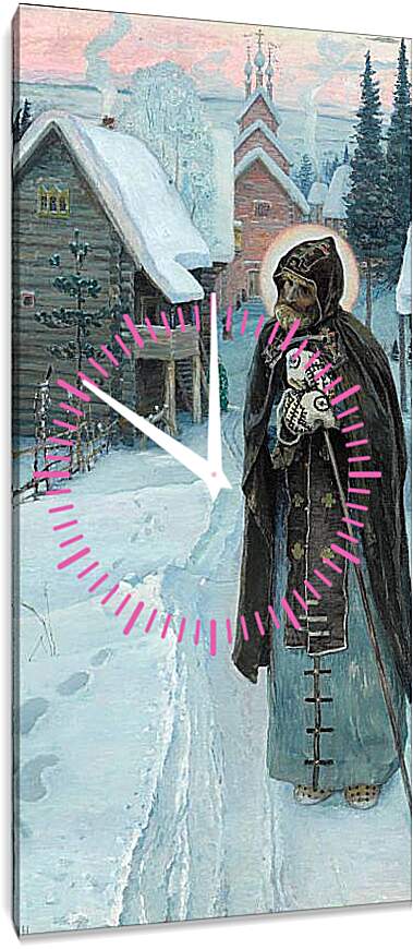 Часы картина - Труды преподобного Сергия правая часть (триптих) Нестеров Михаил