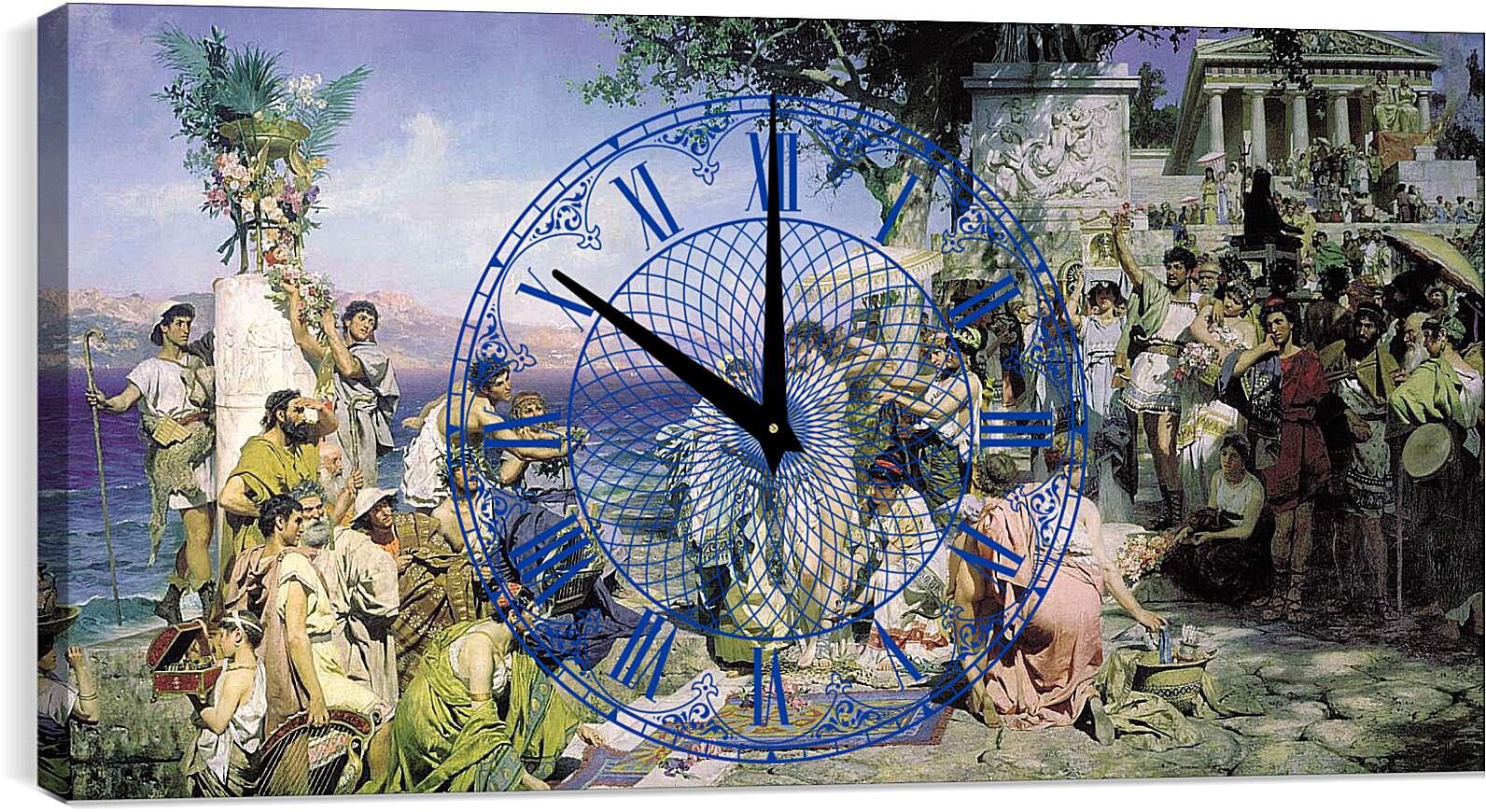 Часы картина - Фрина на празднике Посейдона в Элевзине. Семирадский Генрих