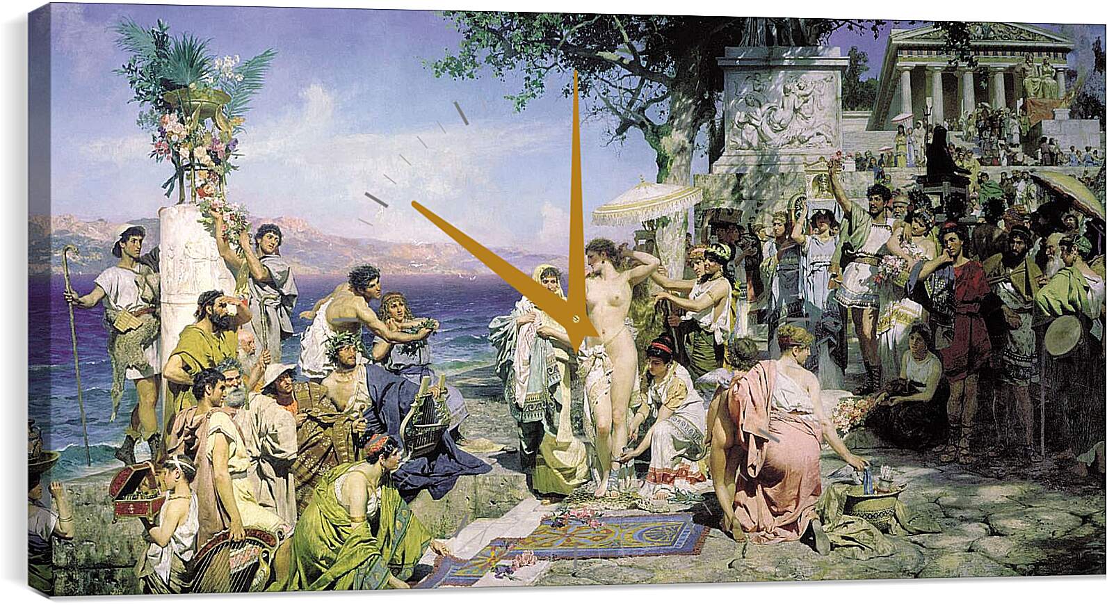 Часы картина - Фрина на празднике Посейдона в Элевзине. Семирадский Генрих