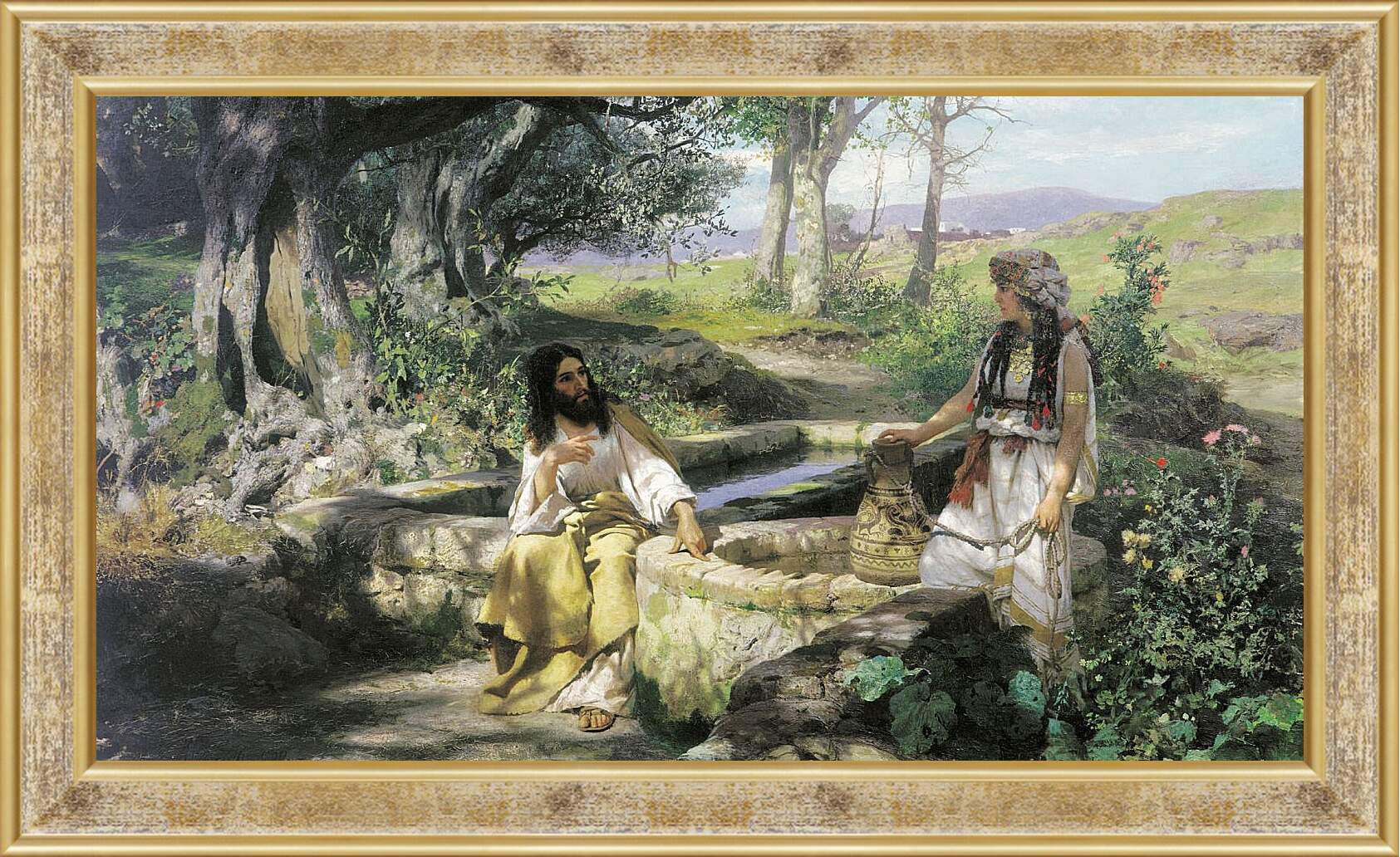 Картина в раме - Христос и самарянка. Семирадский Генрих
