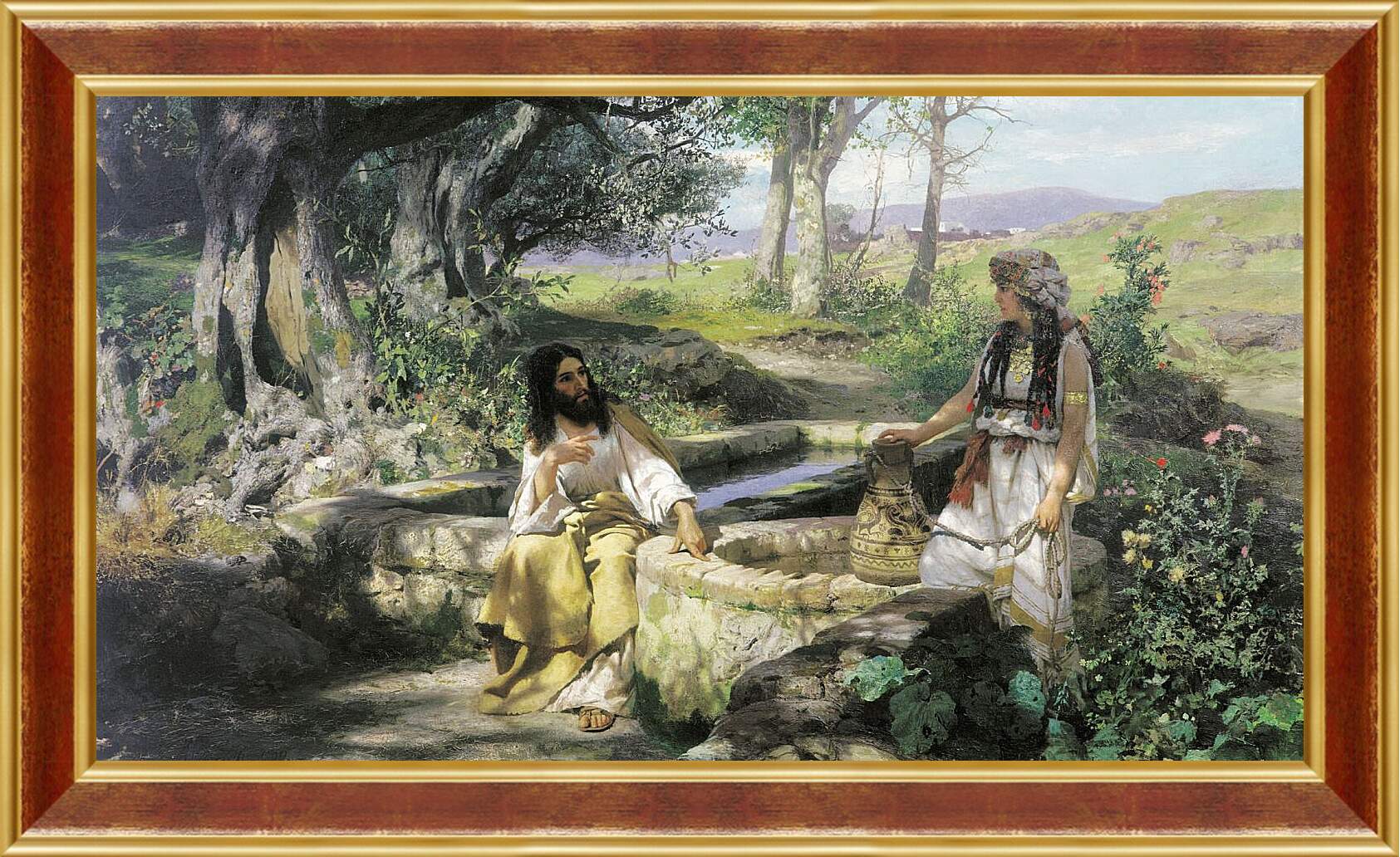 Картина в раме - Христос и самарянка. Семирадский Генрих