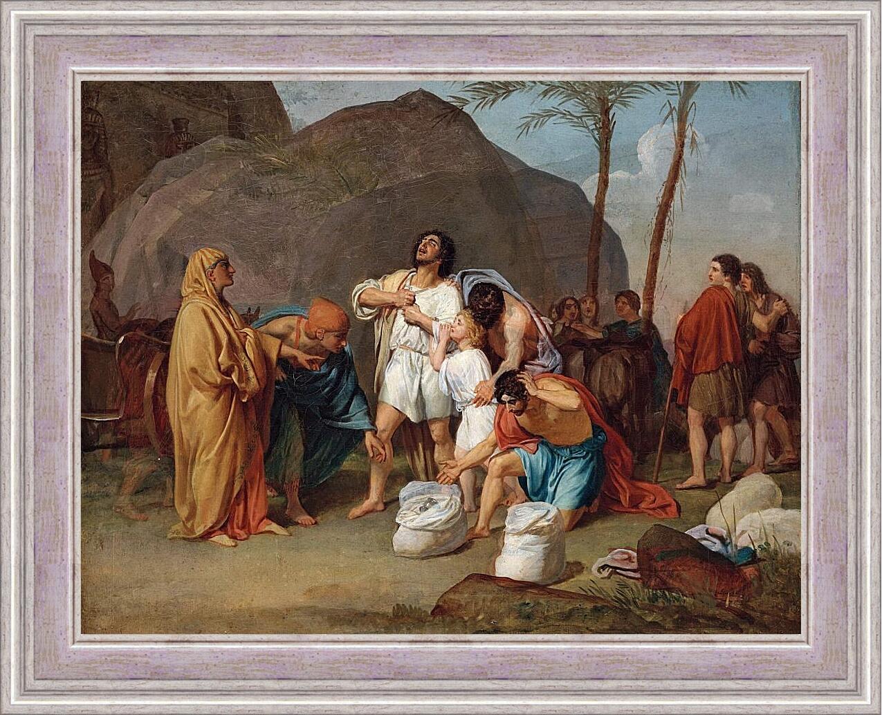 Картина в раме - Братья Иосифа находят чашу в мешке Вениамина. Иванов Александр