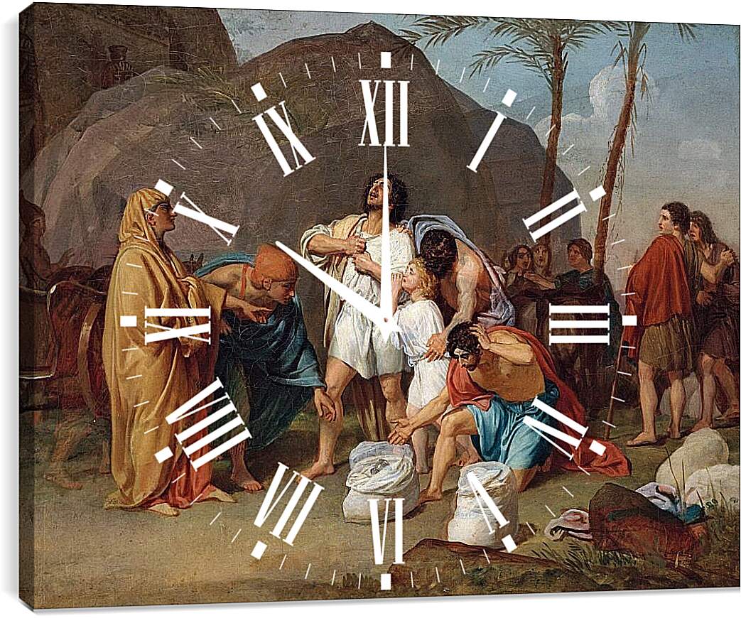 Часы картина - Братья Иосифа находят чашу в мешке Вениамина. Иванов Александр