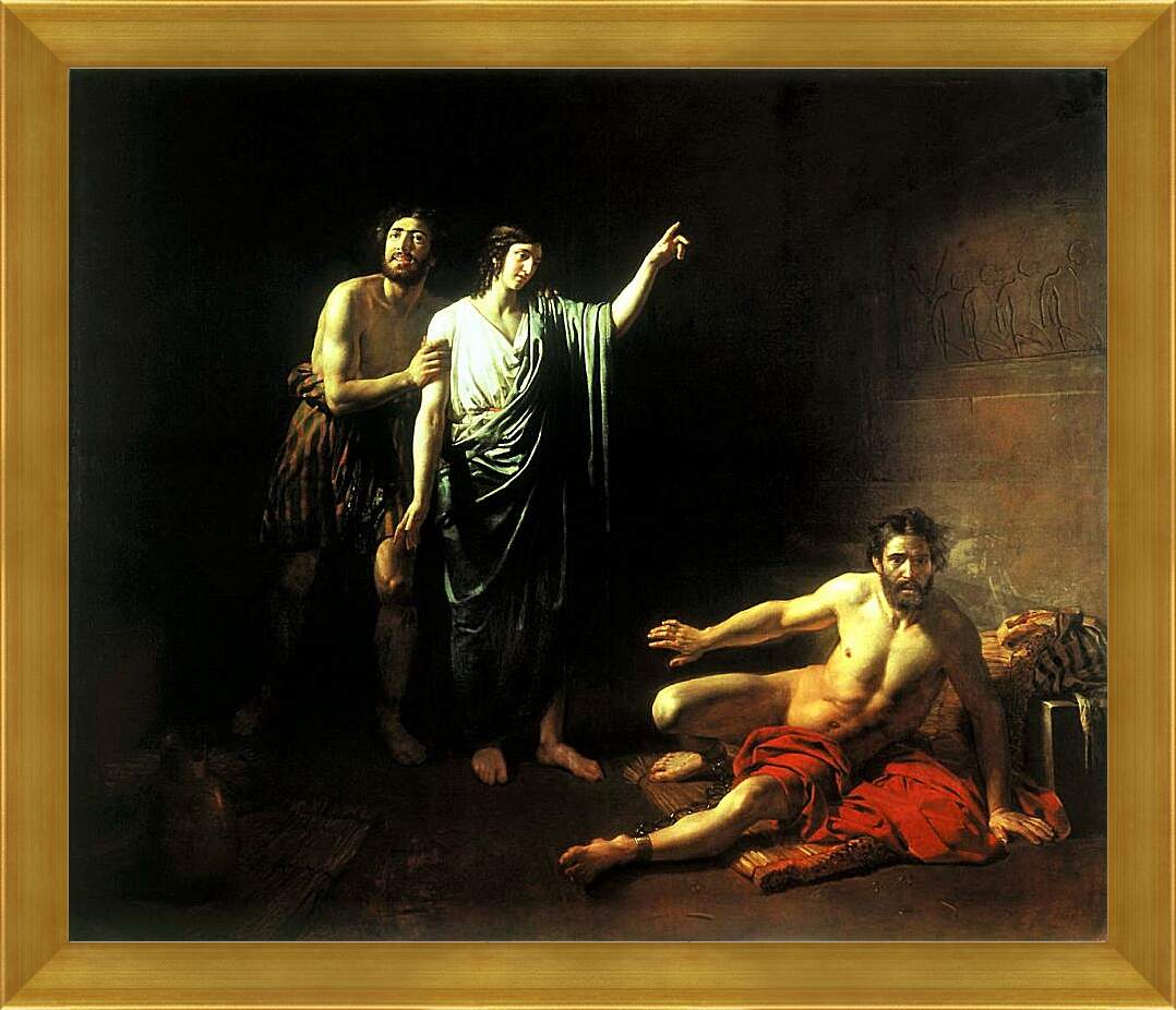 Картина в раме - Иосиф, толкующий сны заключённым с ним в темнице виночерпию и хлебодару. Иванов Александр