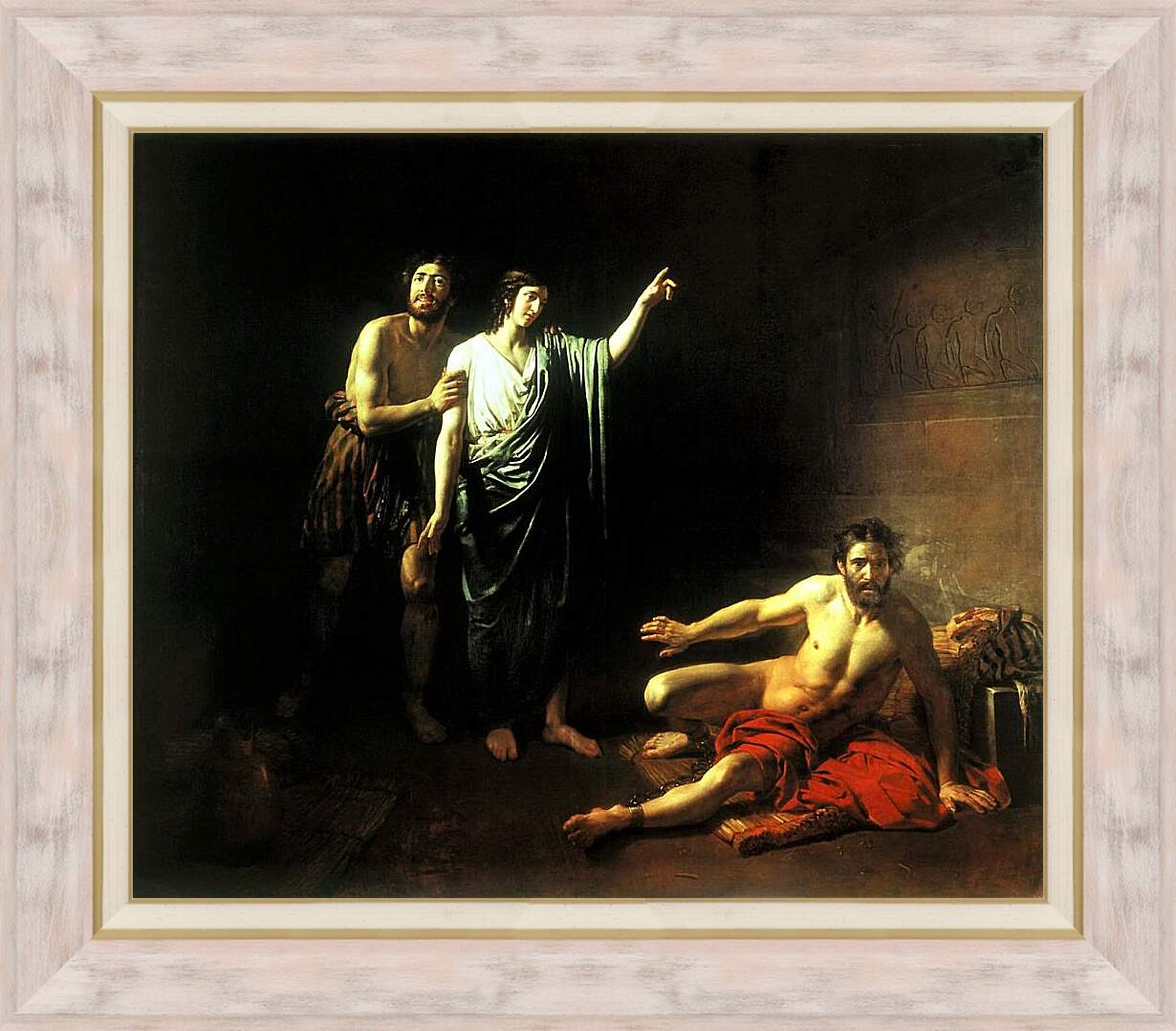 Картина в раме - Иосиф, толкующий сны заключённым с ним в темнице виночерпию и хлебодару. Иванов Александр