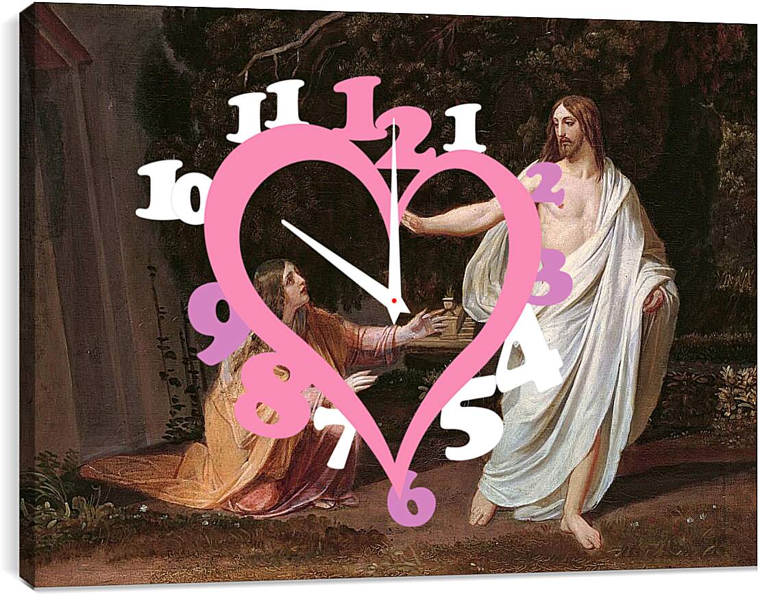 Часы картина - Явление Христа Марии Магдалине после Воскресения. Иванов Александр