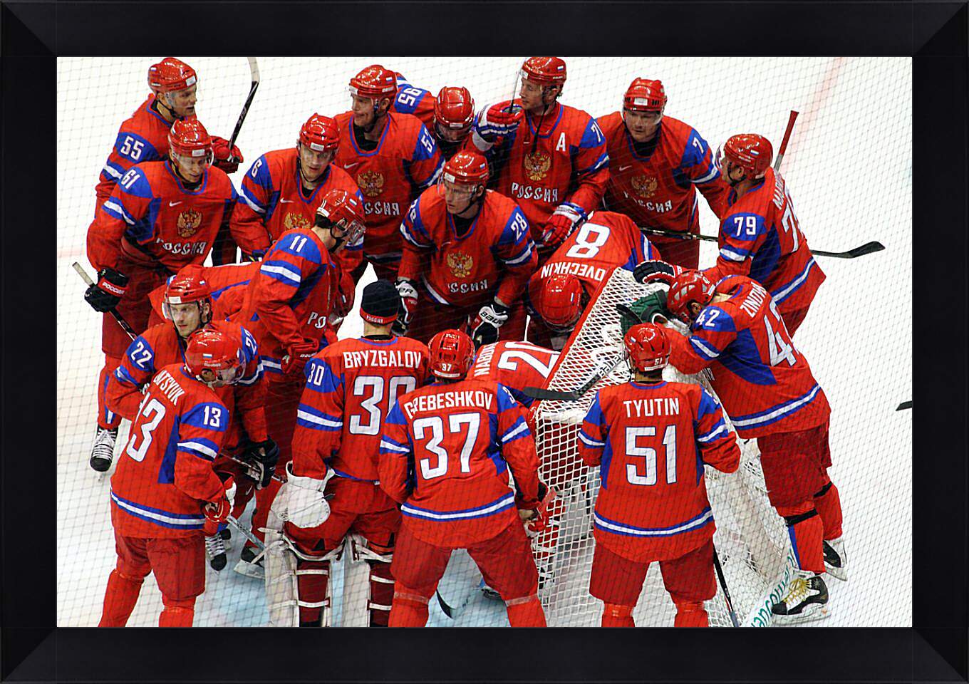 Картина в раме - Сборная России по хоккею перед матчем