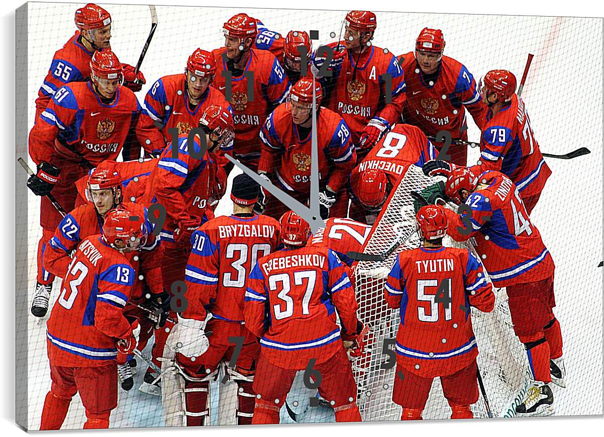 Часы картина - Сборная России по хоккею перед матчем