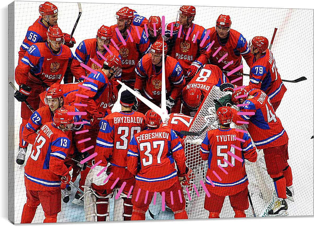 Часы картина - Сборная России по хоккею перед матчем