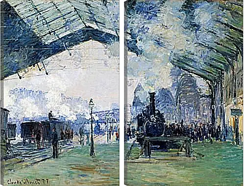 Модульная картина - Saint-Lazare Station, the Normandy Train. Клод Моне