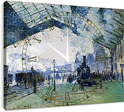 Часы картина - Saint-Lazare Station, the Normandy Train. Клод Моне