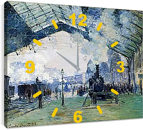 Часы картина - Saint-Lazare Station, the Normandy Train. Клод Моне