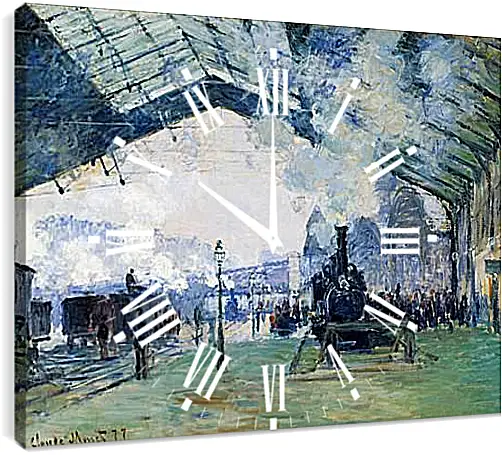 Часы картина - Saint-Lazare Station, the Normandy Train. Клод Моне