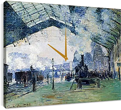 Часы картина - Saint-Lazare Station, the Normandy Train. Клод Моне