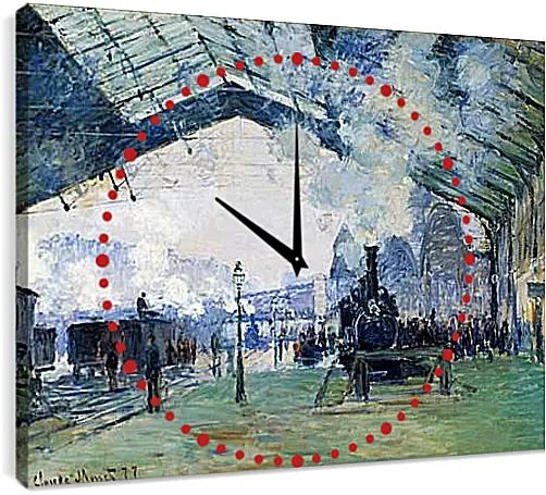 Часы картина - Saint-Lazare Station, the Normandy Train. Клод Моне