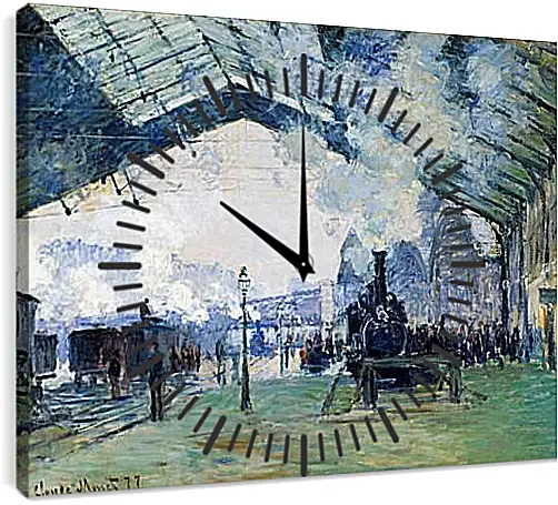 Часы картина - Saint-Lazare Station, the Normandy Train. Клод Моне