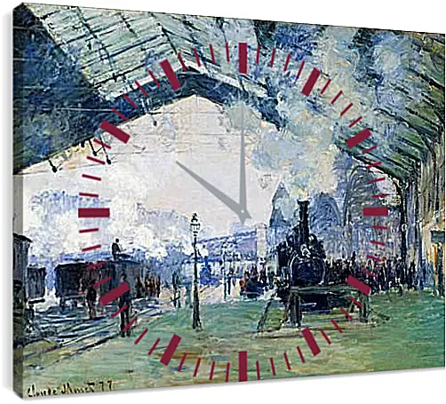 Часы картина - Saint-Lazare Station, the Normandy Train. Клод Моне