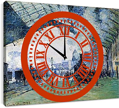Часы картина - Saint-Lazare Station, the Normandy Train. Клод Моне