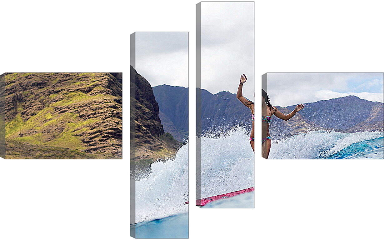 Модульная картина - Серфингистка на фоне гор