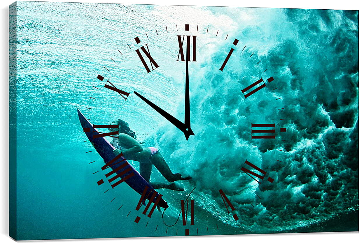 Часы картина - Девушка под водой