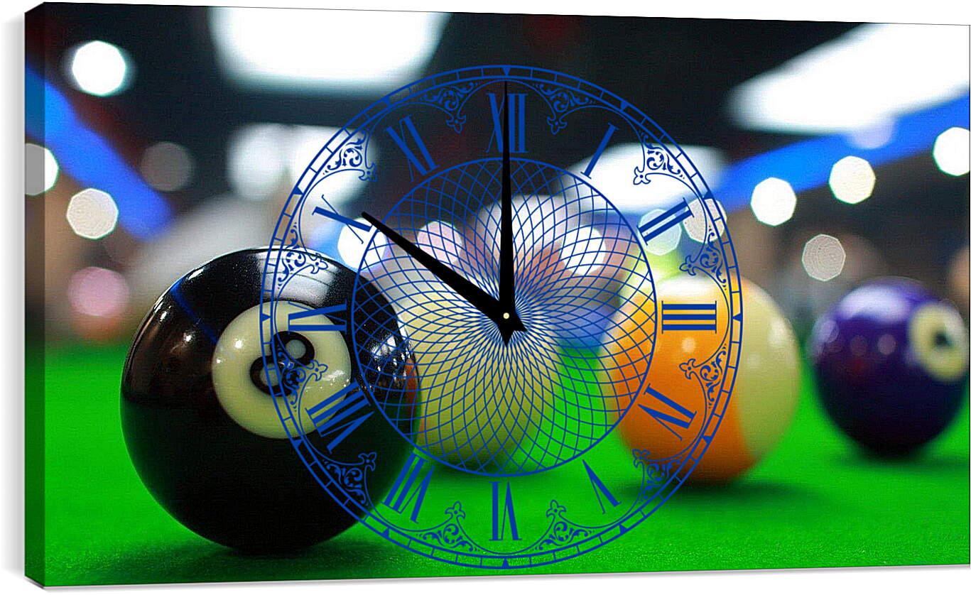 Часы картина - Бильярдные шары