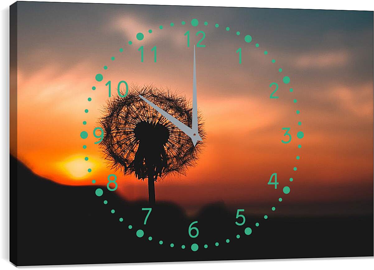 Часы картина - Одуванчик на закате