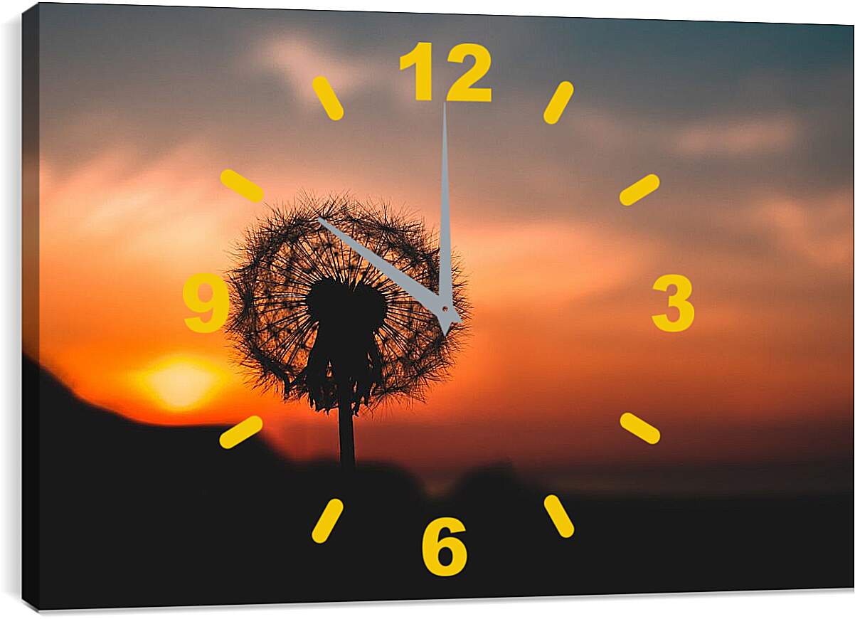 Часы картина - Одуванчик на закате