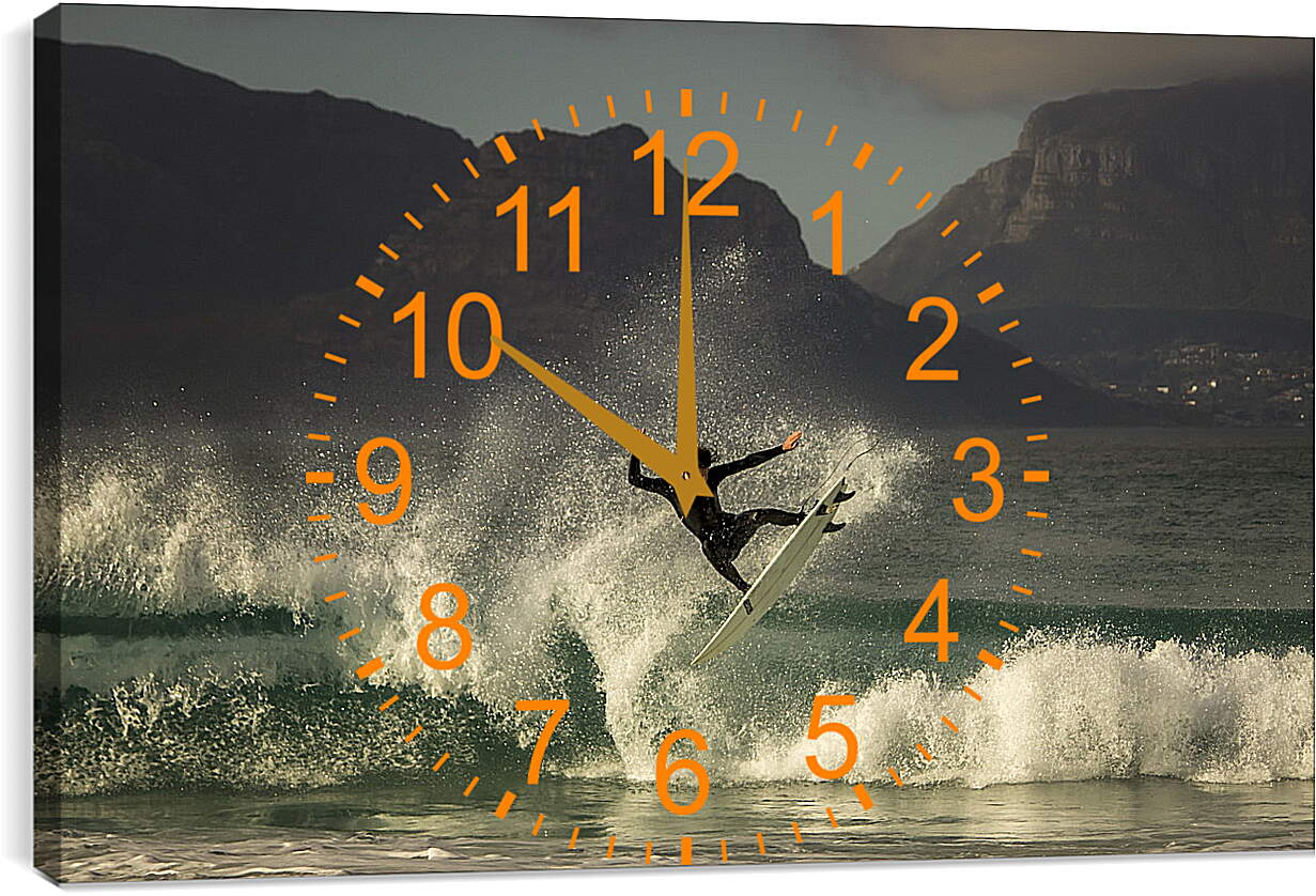 Часы картина - Сёрфингист в прыжке