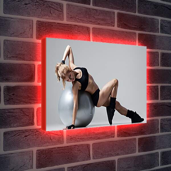 Лайтбокс световая панель - Блондинка со спортивным шаром