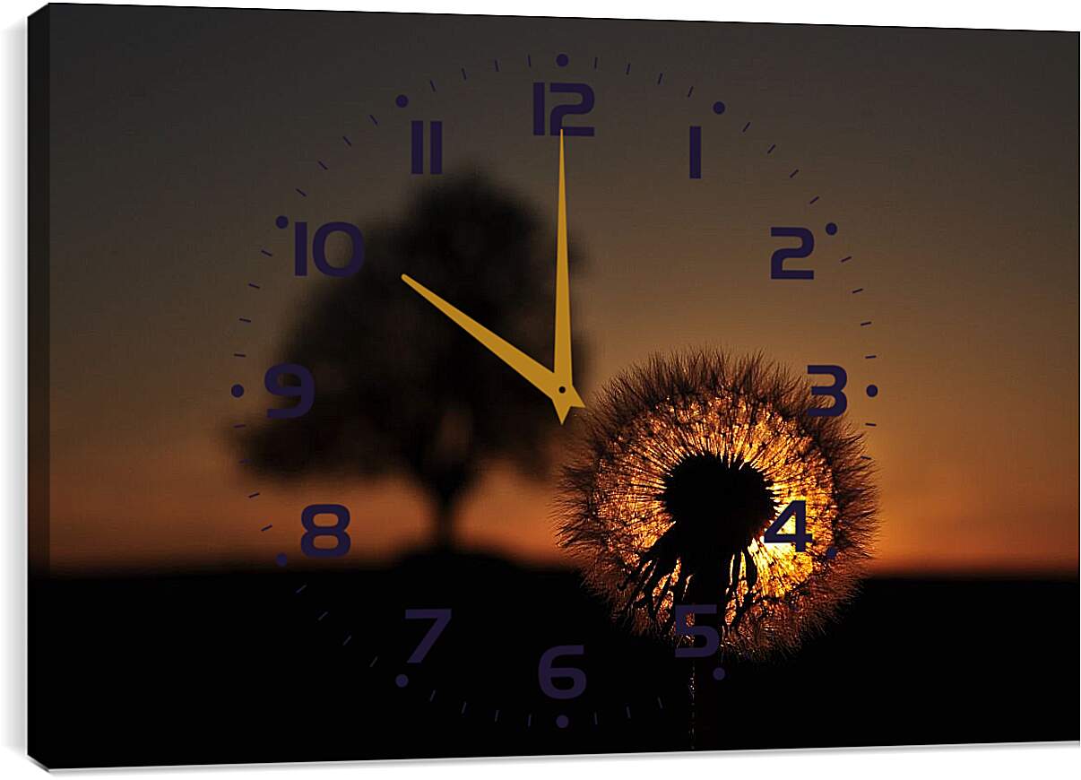 Часы картина - Одуванчики на закате 2